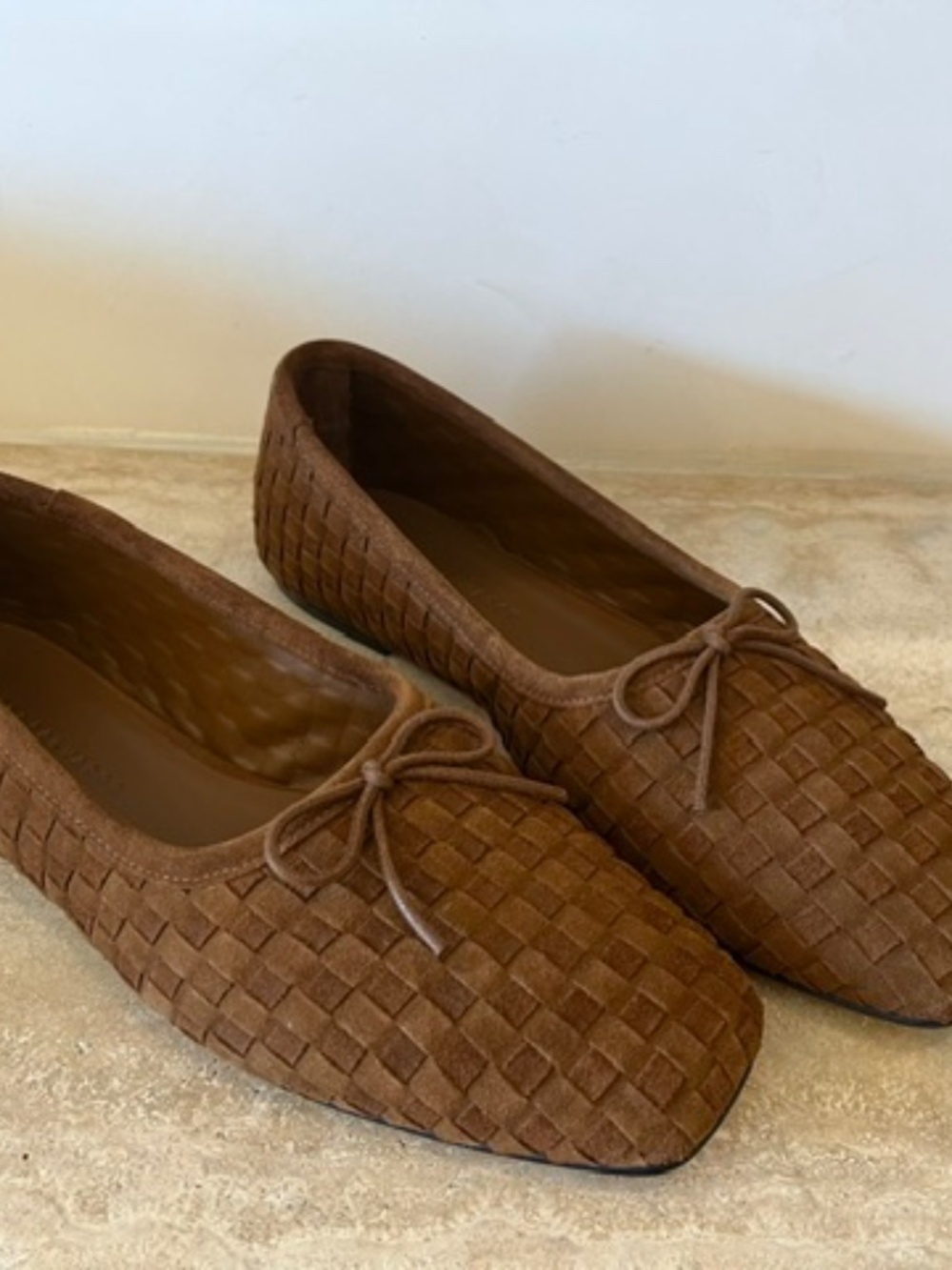 Frēda Salvador, Jada Square Toe Ballet Flat, Size 9, Toffee Woven Suede - Picture 5 of 5
